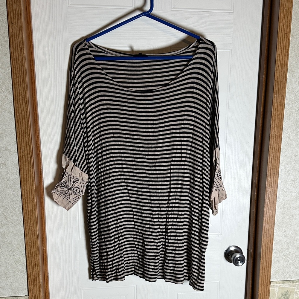 Hannah Black and Cream Striped Tunic